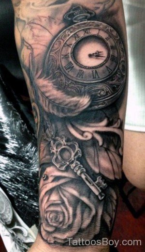 Rose And Clock Tattoo-TB12083