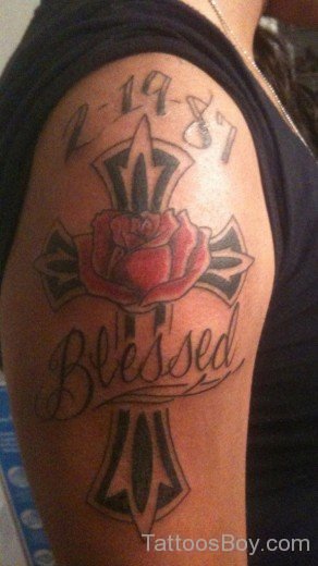 Rose And Cross Tattoo-TB14153