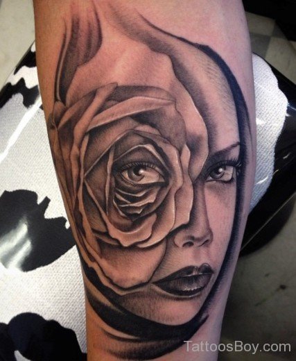 Rose And Girl Face Tattoo-TB12085