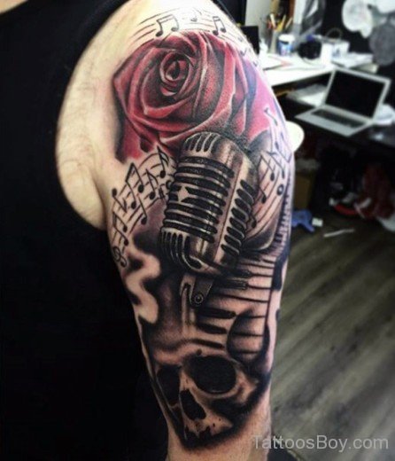 Rose And Music Tattoo