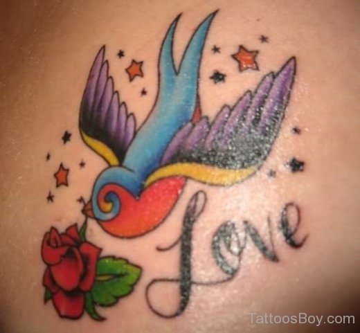 Rose And Sparrow Tattoo  Design-Tb1077