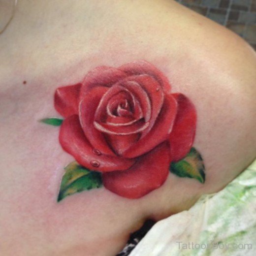 Rose Flower Tattoo On Chest-TB12087