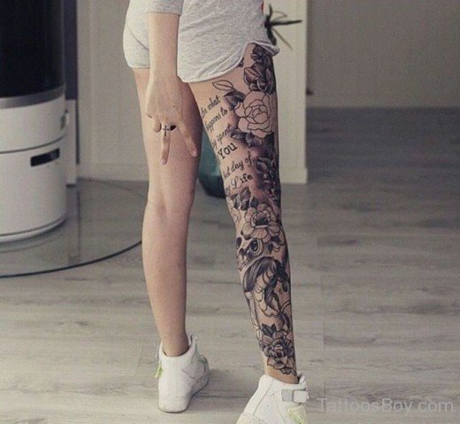 Rose Flower Tattoo On Leg
