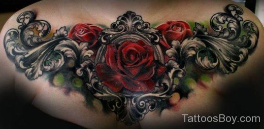 Rose Tattoo Design On Chest-TB12098