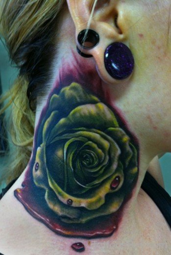 Rose Tattoo Design On Neck-TB12100