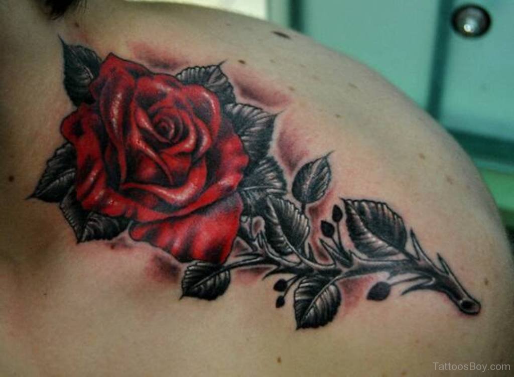 rose tattoo outline shoulder