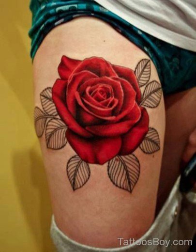 Rose Tattoo Design On Thigh-TB12107