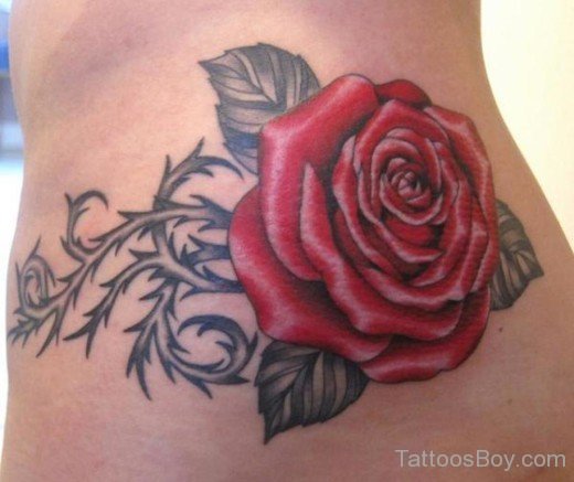 Rose Tattoo Design On waist-TB12108