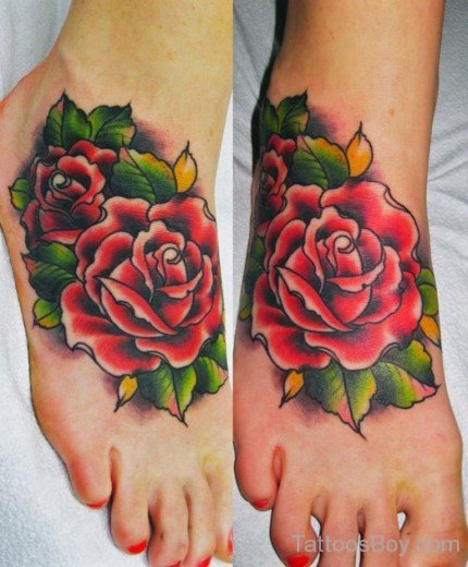 Rose Tattoo Desing On Foot-TB12110