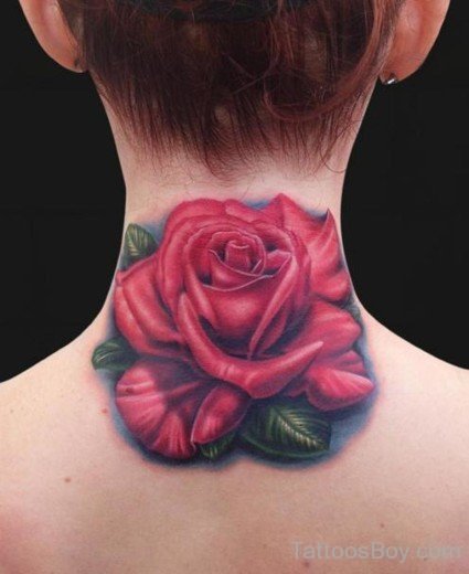 Rose Tattoo Desing On Nape-TB12111