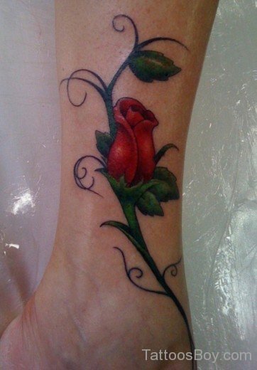 Rose Tattoo On Ankle