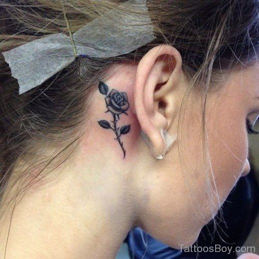 Rose Tattoo On Behind Ear-TB12117
