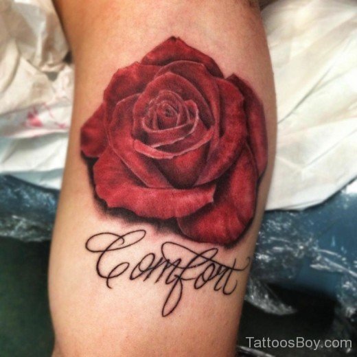 Rose Tattoo On Bicep 
