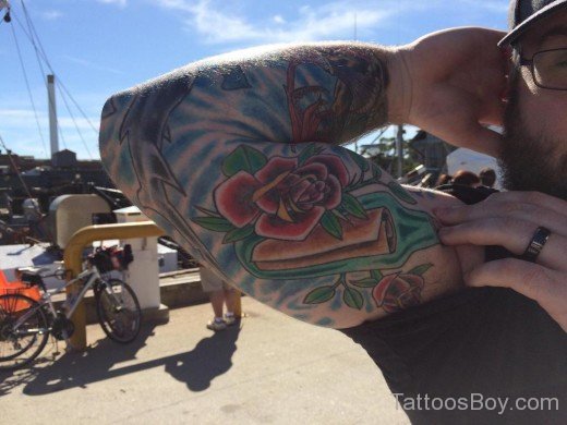 Rose Tattoo On Bicep-TB1078