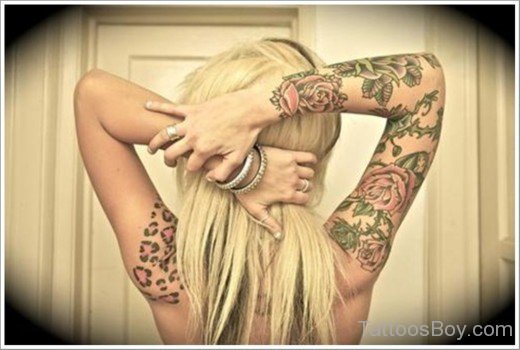 Rose Tattoo On Full Sleeve-TB12122