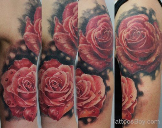 Rose Tattoo On Half Sleeve 