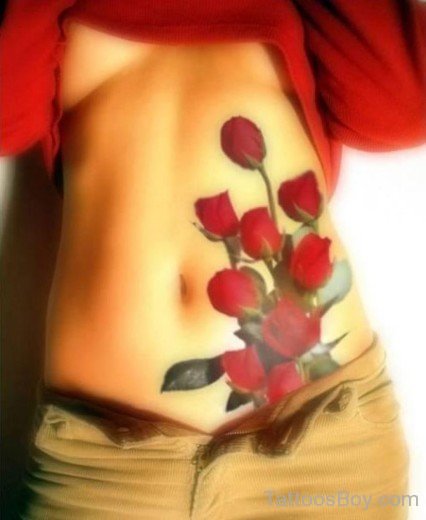 Rose Tattoo On Rib 