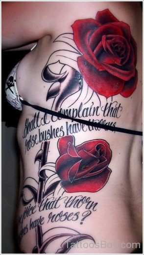 Rose Tattoo On Rib