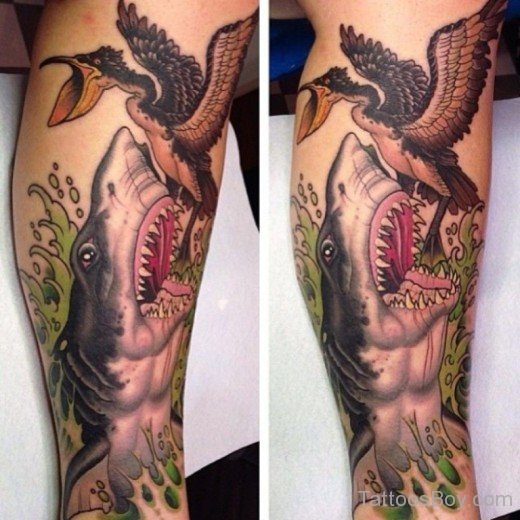 Shark And Bird Tattoo