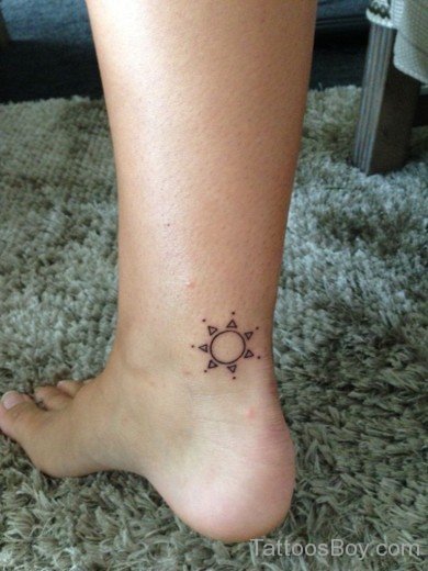 Simple Sun Tattoo Design On Ankle-TB1058