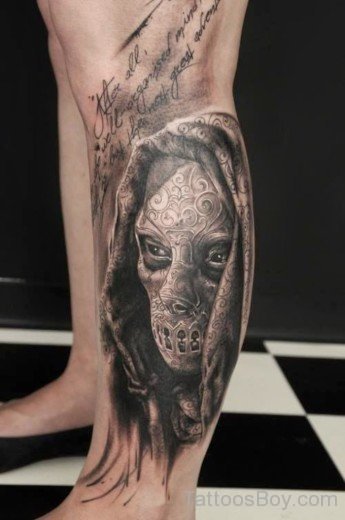 Skeleton Skull Design On Leg-TB12136