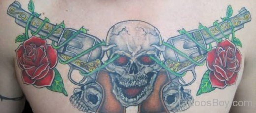 Skull And Gun Tattoo