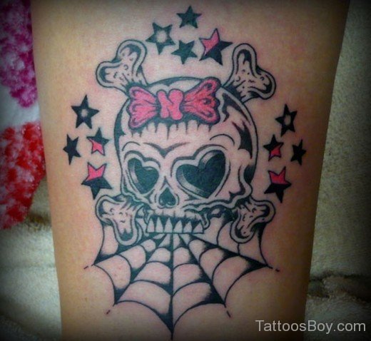 Skull And Spiderweb Tattoo 12-TB135