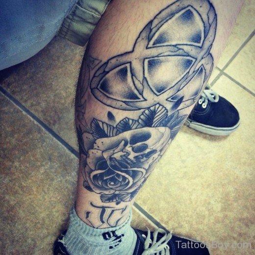 Skull Tattoo Design On Leg 7-TB12138