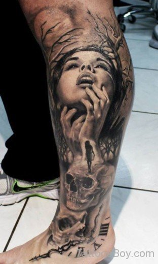 Skull Tattoo On Ankle