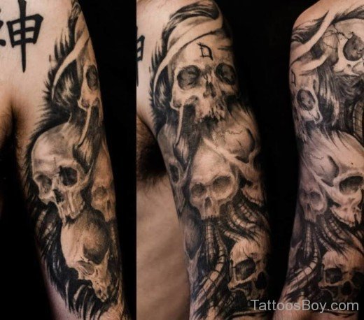 Skull Tattoo On Bicep-TB1092
