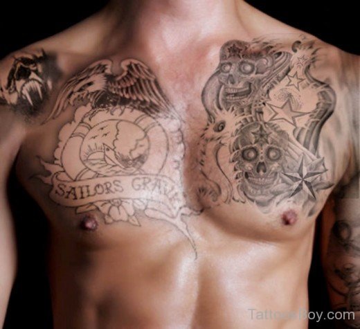 Skull Tattoo On Chest