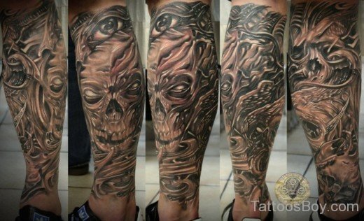 Skull Tattoo On Leg-TB1093