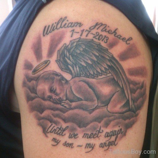 Sleeping Memorial Angel Tattoo-TB1086