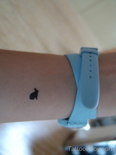 Small Black Ink Rabbit Tattoo On Wrist-TB177