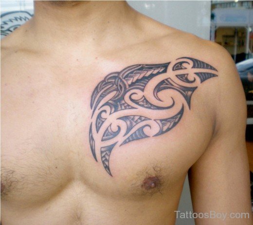 Small Maori Tribal Tattoo On Chest-TB1175
