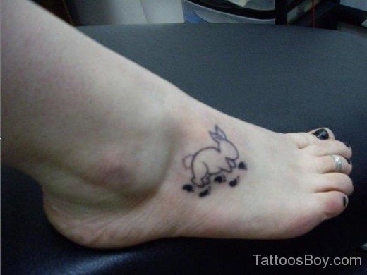 Small Outline Rabbit Tattoo On Foot
