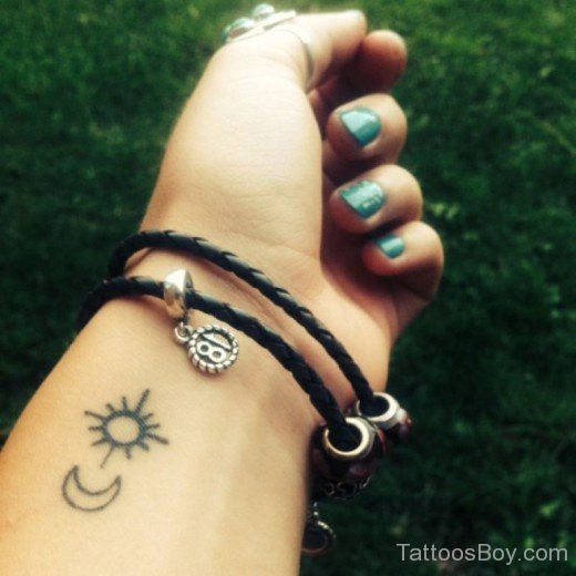 Small Sun And Moon Tattoo On  Wrist-TB1064