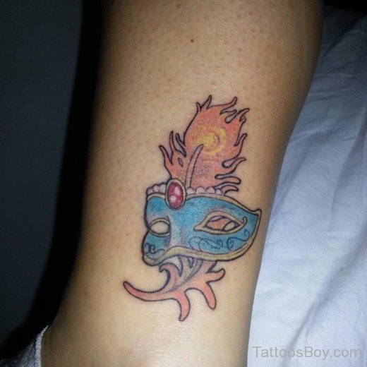 Small Venetian Mask Tattoo On Ankle-TB1085