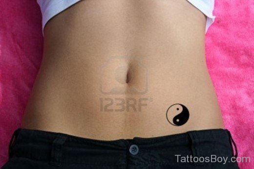 Small Yin Yang Tattoo On  Belly-TB1249