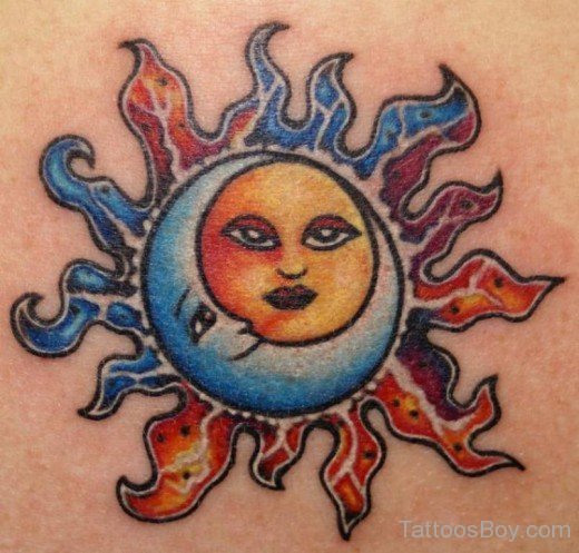Smiling Moon And Sun Tattoo-TB1067