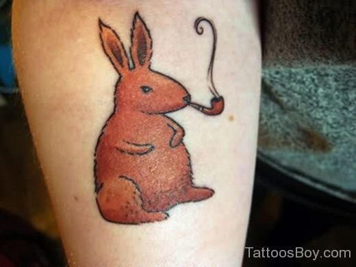 Smoking Rabbit Tattoo On Leg-TB181