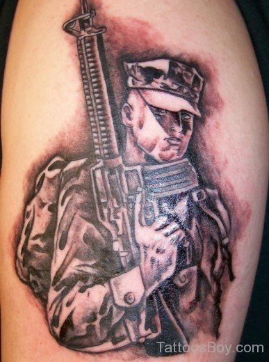 Soldier With Gun Tattoo