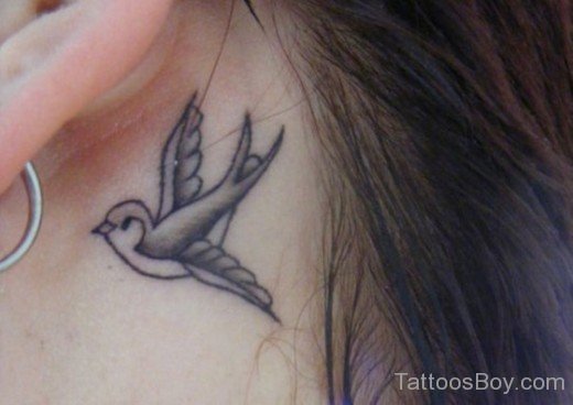 Sparrow Bird Tattoo Behind Ear-Tb1085