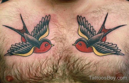 Sparrow Tattoo On Chest-Tb1095