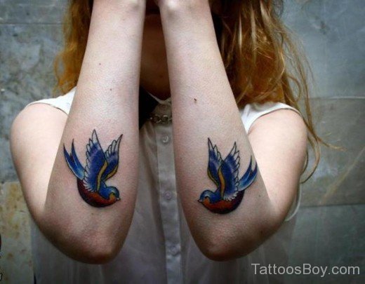 Sparrow Tattoo On Elbow-Tb1096