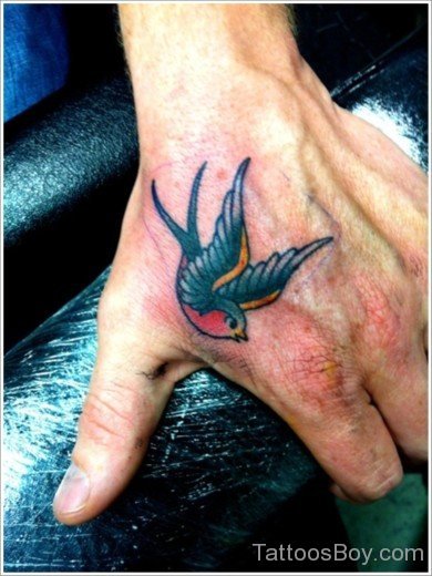 Sparrow Tattoo On Hand-Tb1097