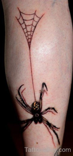 Spider Hanging From Web Tattoo-TB139