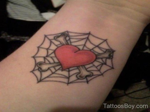 Spiderweb And Heart Tattoo-TB140