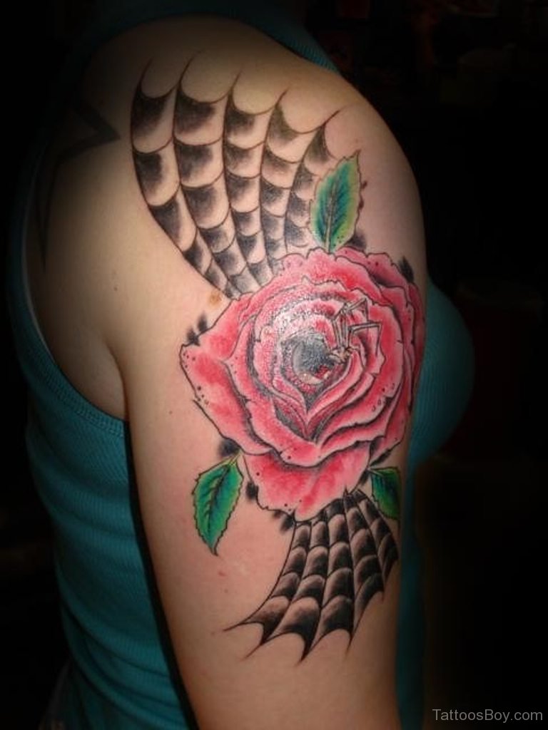 Spiderweb And Rose Flower Tattoo | Tattoo Designs, Tattoo Pictures