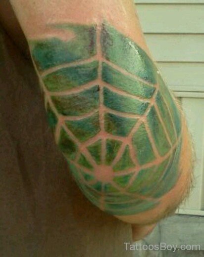 Green Spiderweb Tattoo